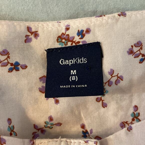 Gap Kids Sleeveless Pink Ditsy Peasant Floral Button Front Dress Size 8 - Picture 3 of 8